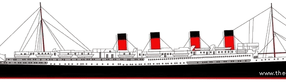 Корабль SS France [Ocean Liner] (1910) - чертежи, габариты, рисунки